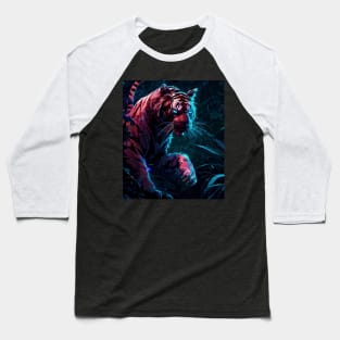 Cyber Tiger in Jungle Baseball T-Shirt